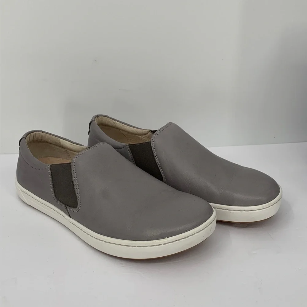 Birkenstock Barrie slip-on sneaker shoe gray leather comfort footbed men 42 9